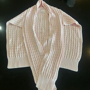Baby Pink Cable Knit Women's Sweater Cape